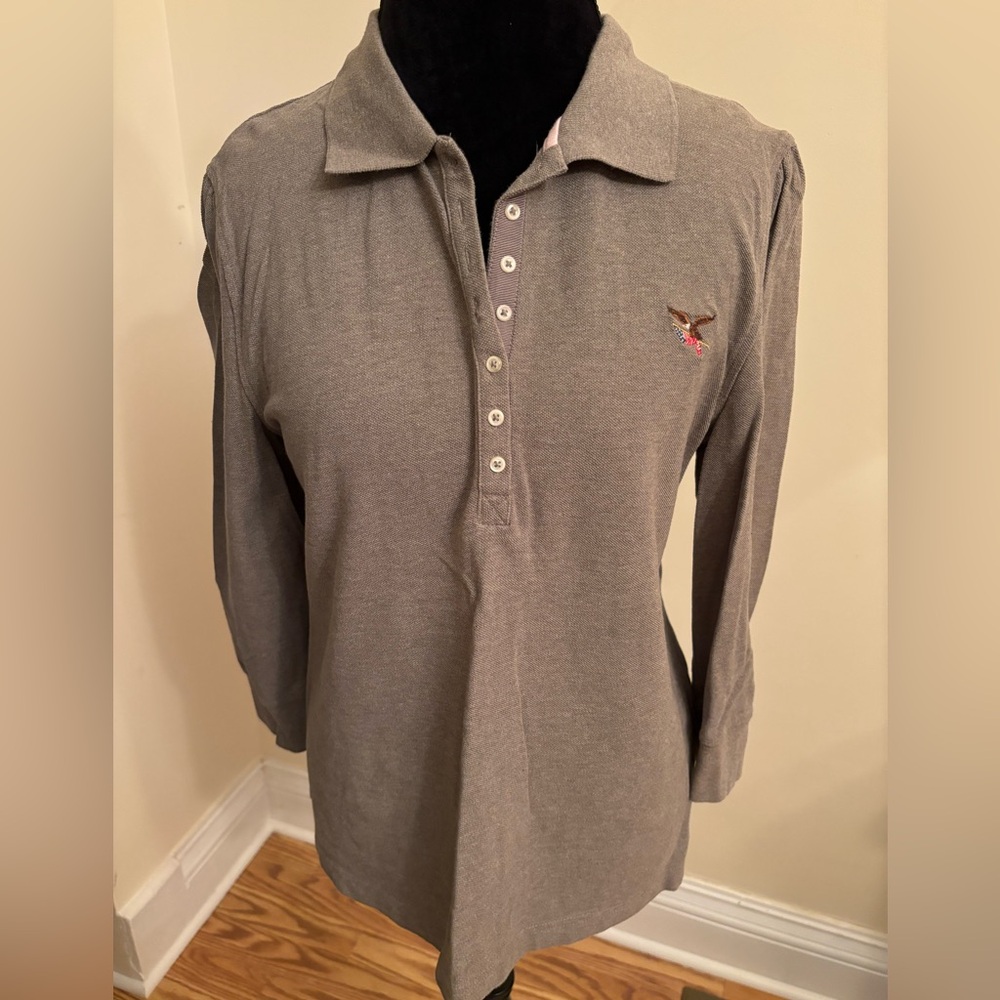 American Living Heathered Light Brown 3/4th Length Sleeve Top
